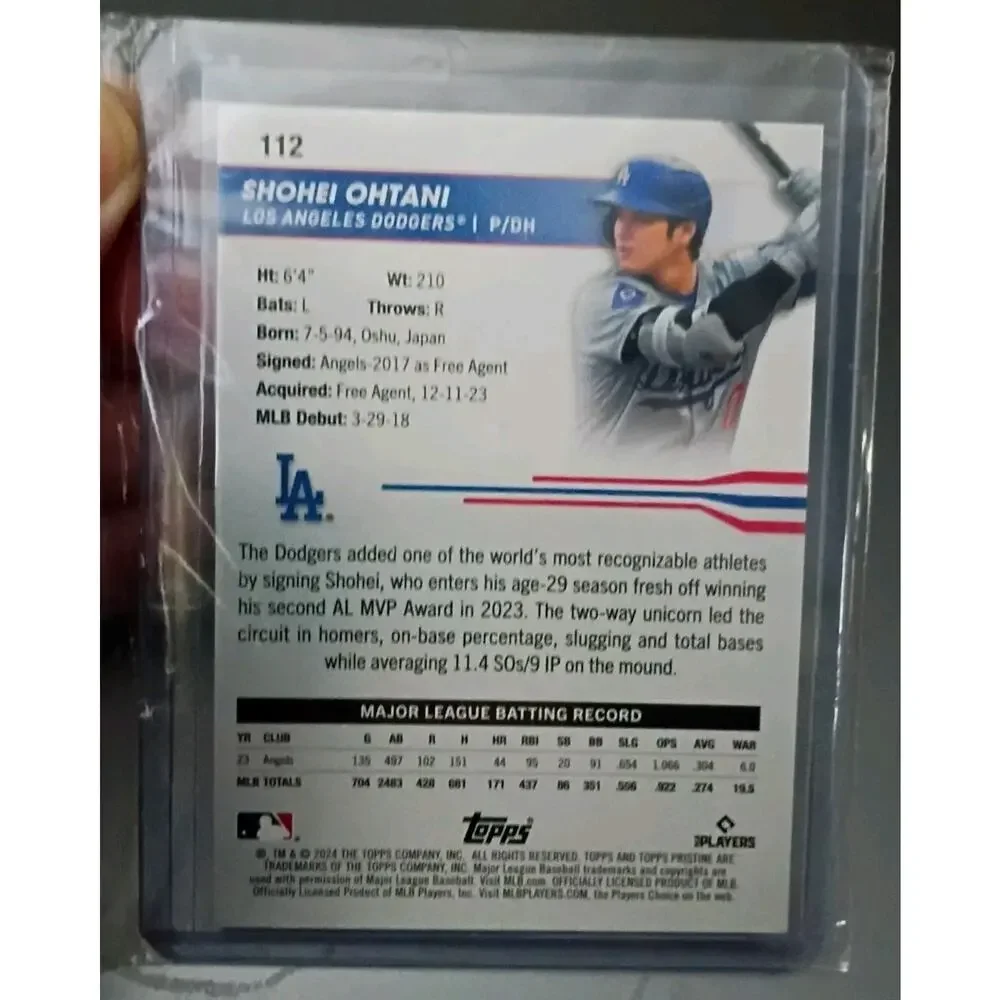 Shohei Ohtani #112 Topps Pristine 2024 GREEN REFRACTOR Chrome SP 75/150 - Picture 7 of 10